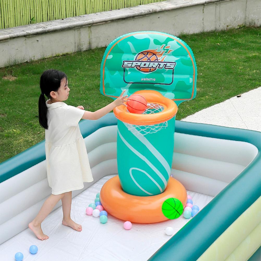 Floating Inflatable Basket Smooth Surface Colorful Soft Inflatable Ball Shooting Hoop   Floating Inflatable Hoop  for Outdoor
